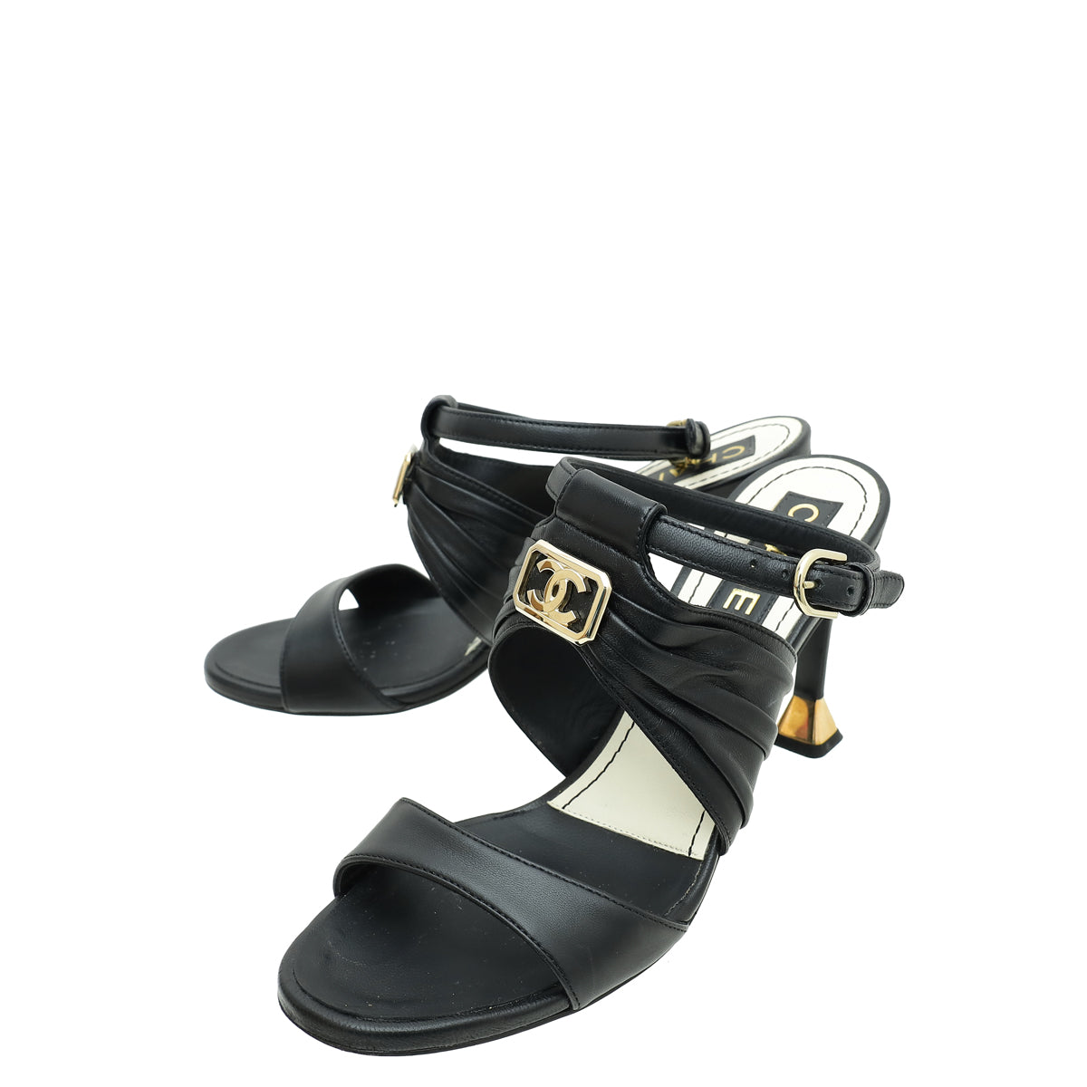 Chanel Black CC Square Sandal 37.5