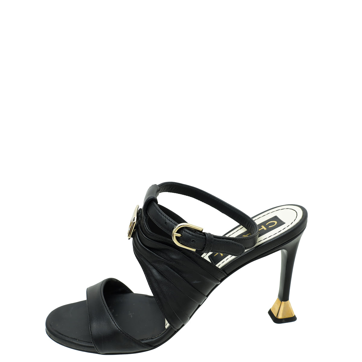 Chanel Black CC Square Sandal 37.5