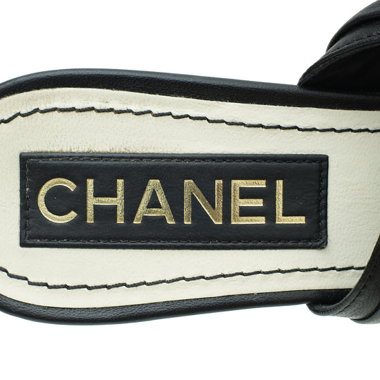 Chanel Black CC Square Sandal 37.5