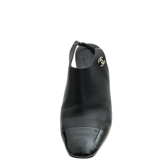 Chanel Black Slingback Heeled Mules 37.5