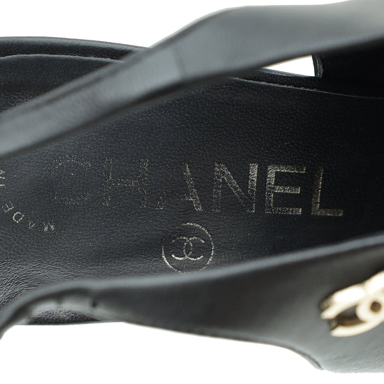 Chanel Black Slingback Heeled Mules 37.5