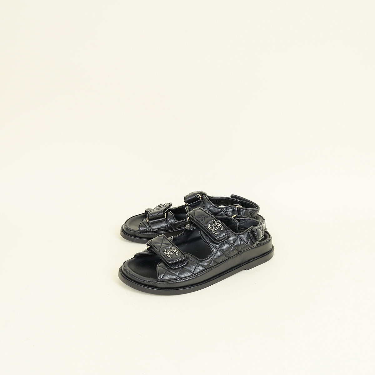 Chanel Black CC Quilted Dad Sandal 37.5
