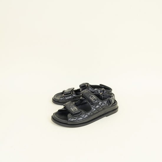 Chanel Black CC Quilted Dad Sandal 37.5