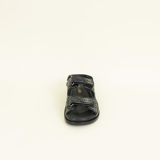 Chanel Black CC Quilted Dad Sandal 37.5