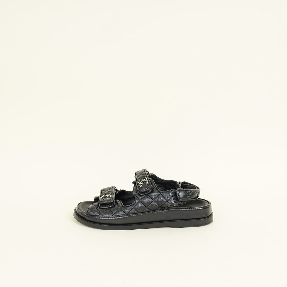 Chanel Black CC Quilted Dad Sandal 37.5