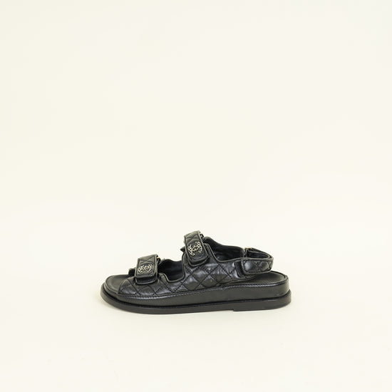 Chanel Black CC Quilted Dad Sandal 37.5