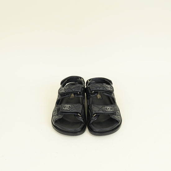 Chanel Black CC Quilted Dad Sandal 37.5