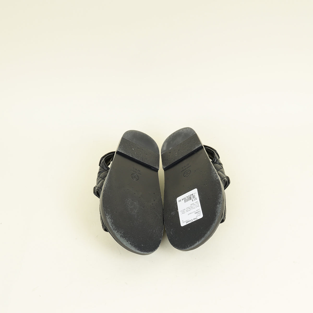 Chanel Black CC Quilted Dad Sandal 37.5