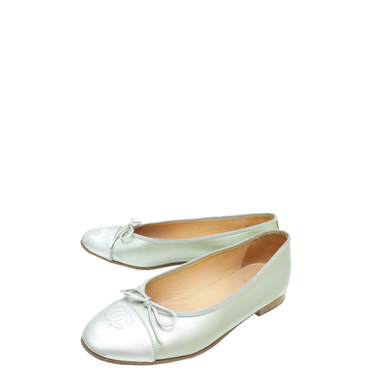 Chanel Metallic Silver CC Ballerina Flats 37.5-Chanel-THE CLOSET