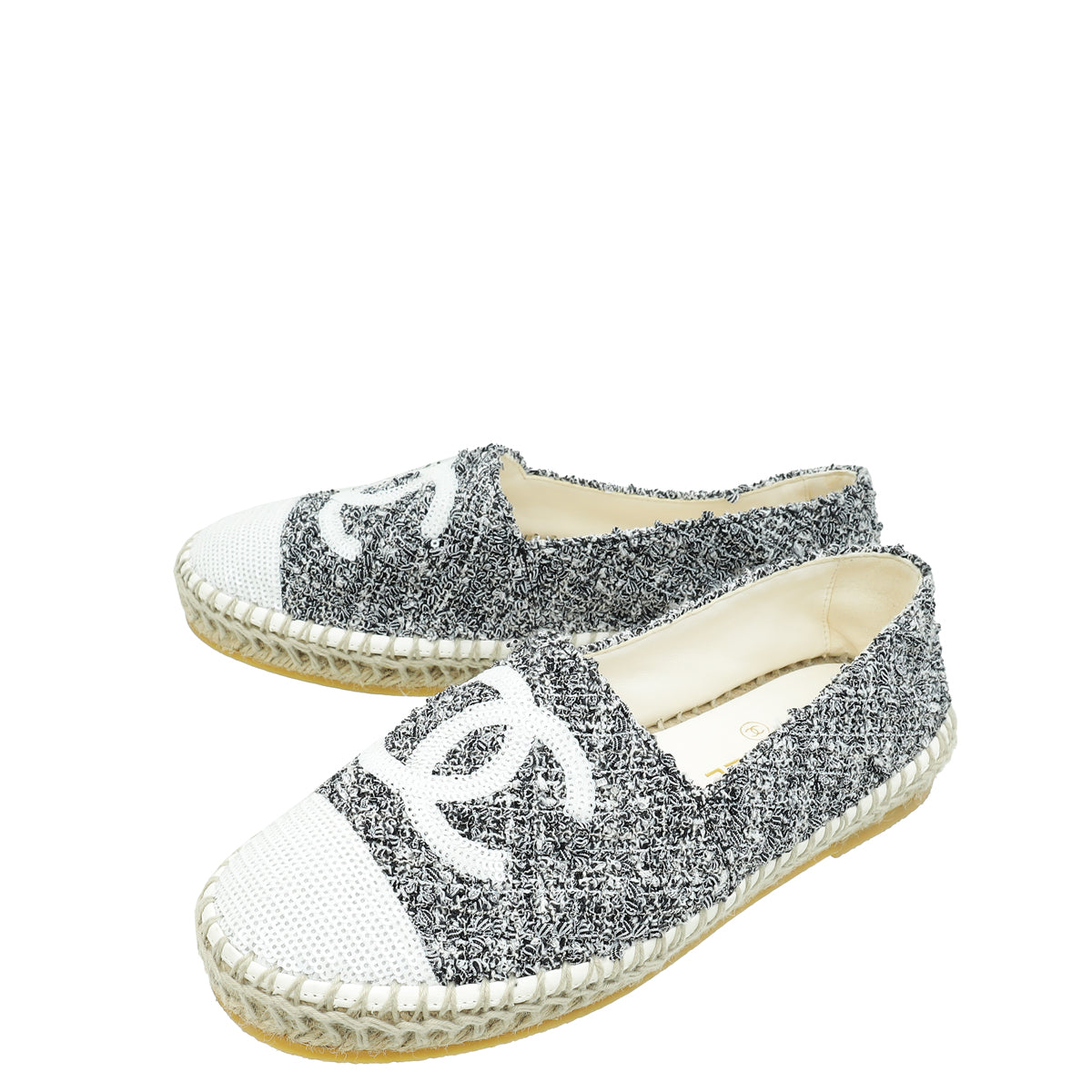 Chanel Bicolor CC Cap Toe Tweed Sequins Espadrille 37-Chanel-THE CLOSET