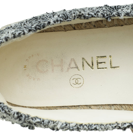 Chanel Bicolor CC Cap Toe Tweed Sequins Espadrille 37