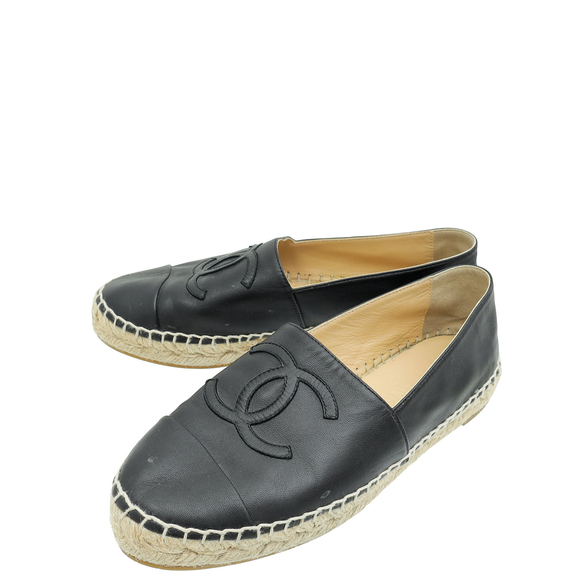 Chanel Black CC Cap Toe Espadrille 37-Chanel-THE CLOSET