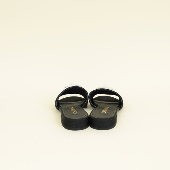 Chanel Bicolor CC Camellia Flower Slide Sandal 37