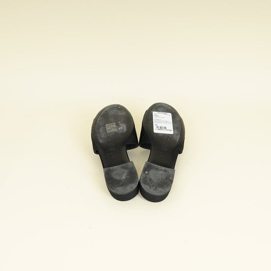 Chanel Bicolor CC Camellia Flower Slide Sandal 37