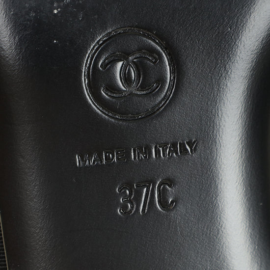 Chanel Bicolor CC Camellia Flower Slide Sandal 37