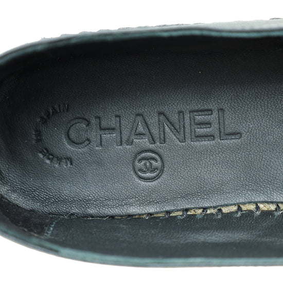Chanel Black CC Diamond Quilted Espadrille 37