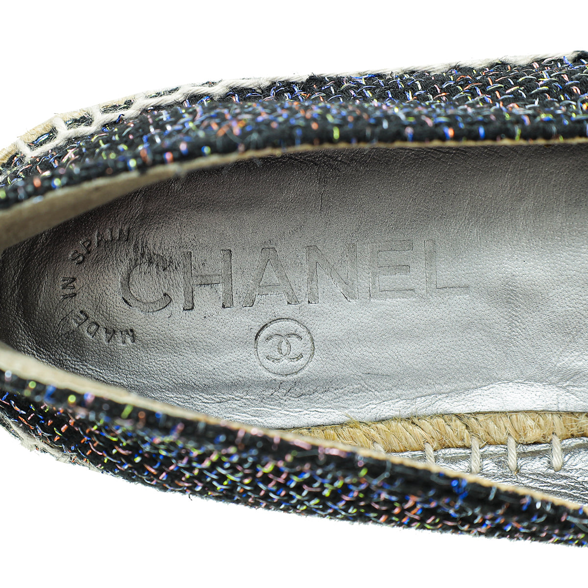 Chanel Bicolor CC Cap Toe Tweed Espadrille 37