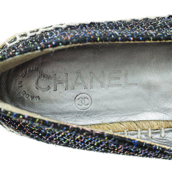 Chanel Bicolor CC Cap Toe Tweed Espadrille 37