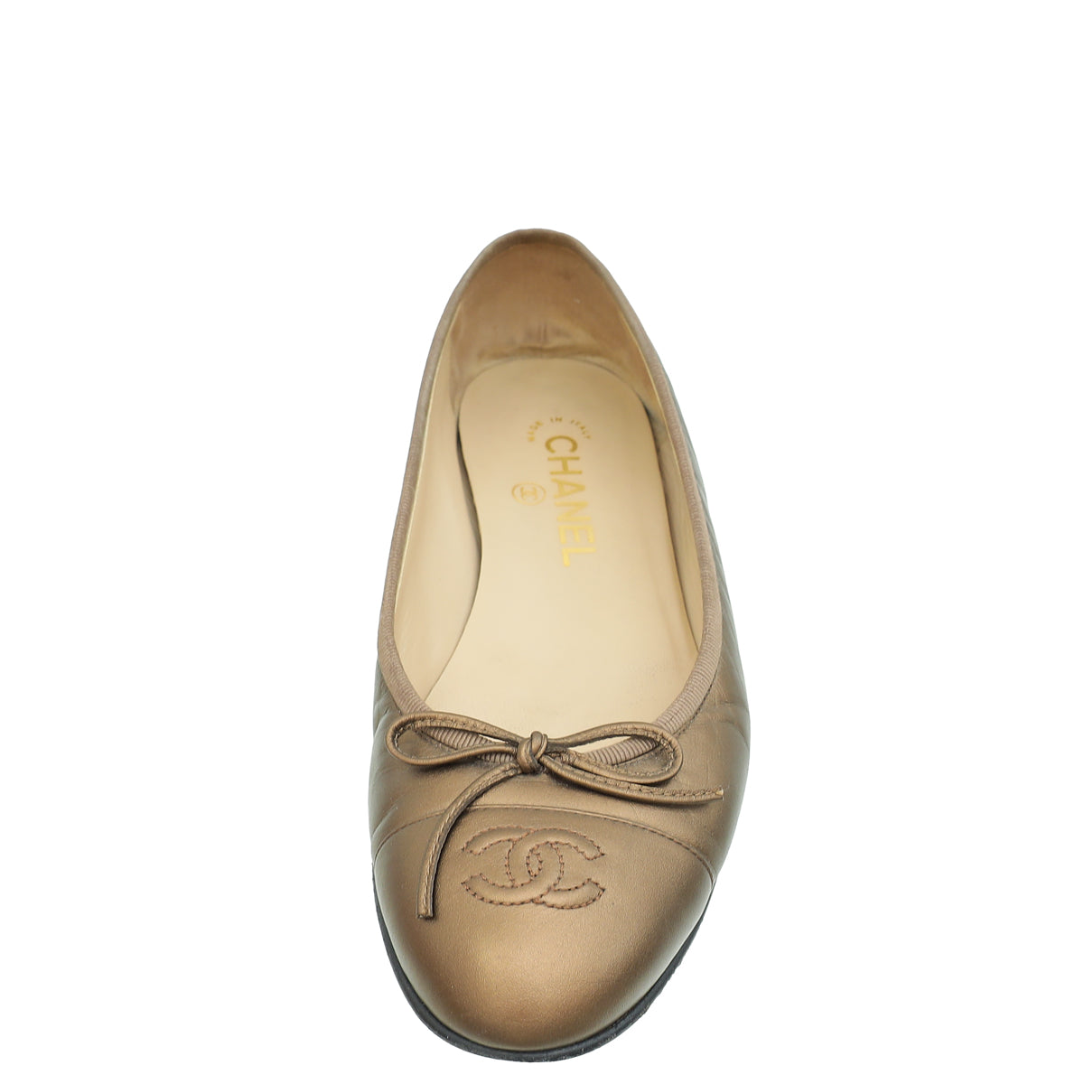 Chanel Metallic Bronze Cap Toe Ballerina Flats 38.5-Chanel-THE CLOSET