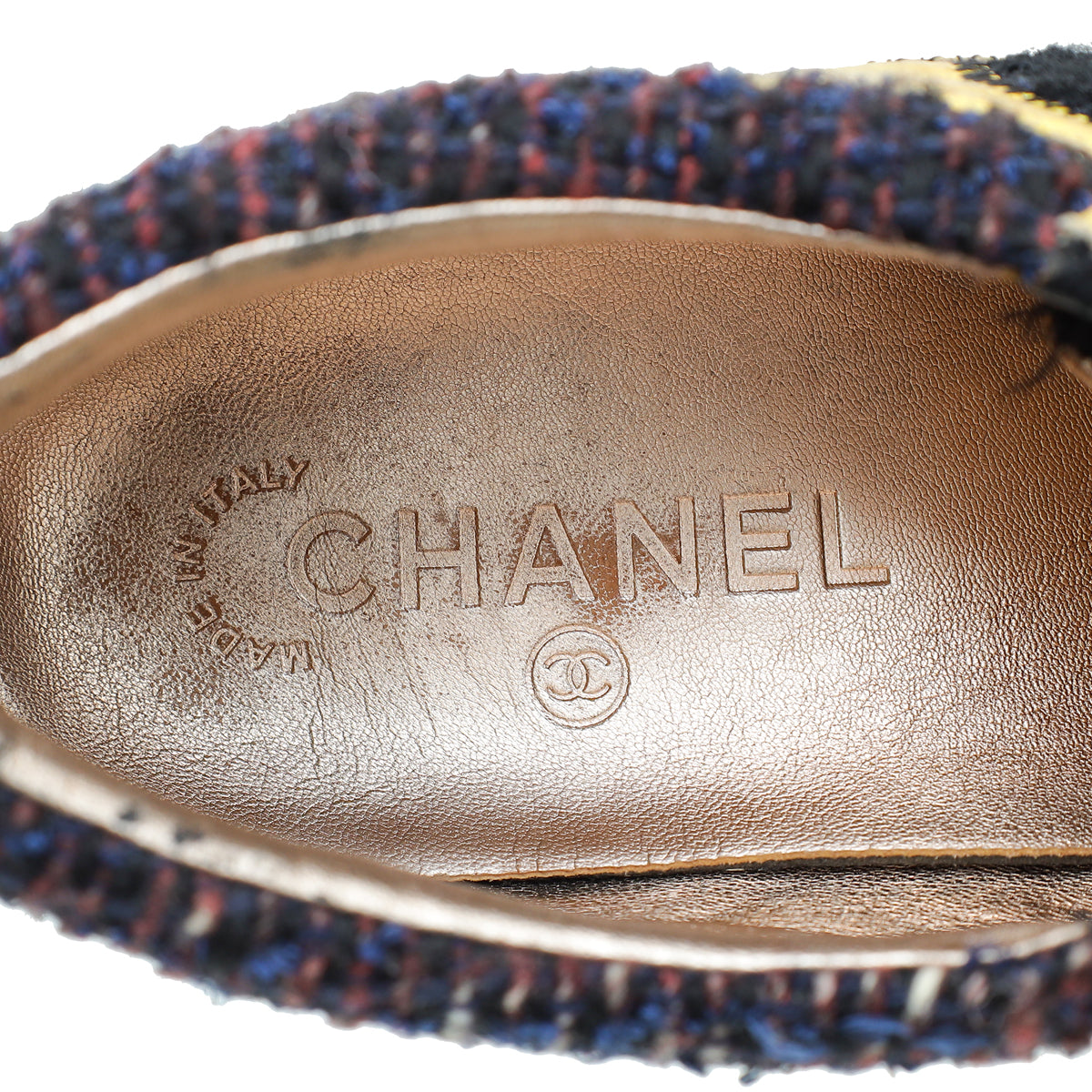 Chanel Tricolor Tweed Lace Up Sneakers 38.5