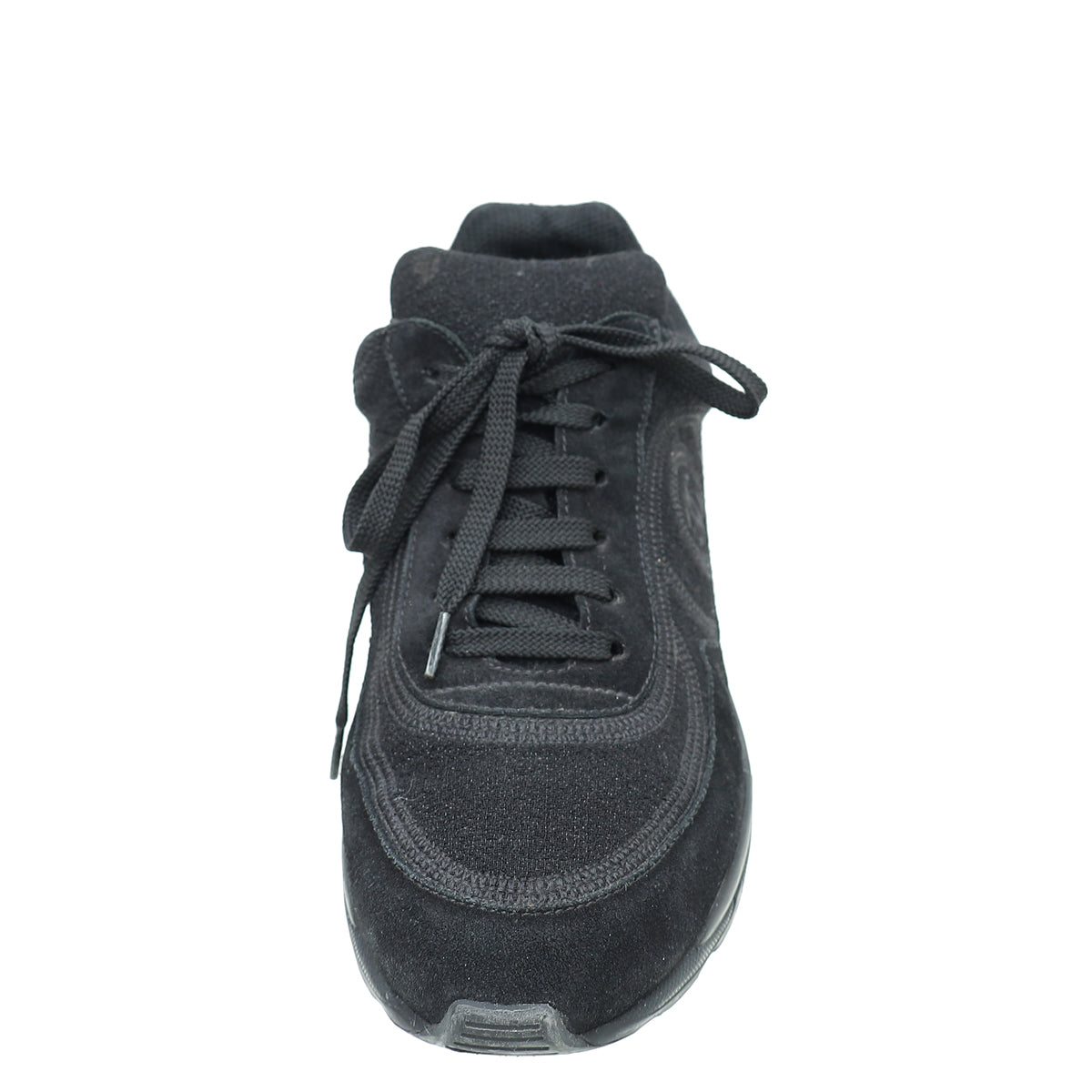 Chanel Black CC Suede Trainer Sneaker 38-Chanel-THE CLOSET