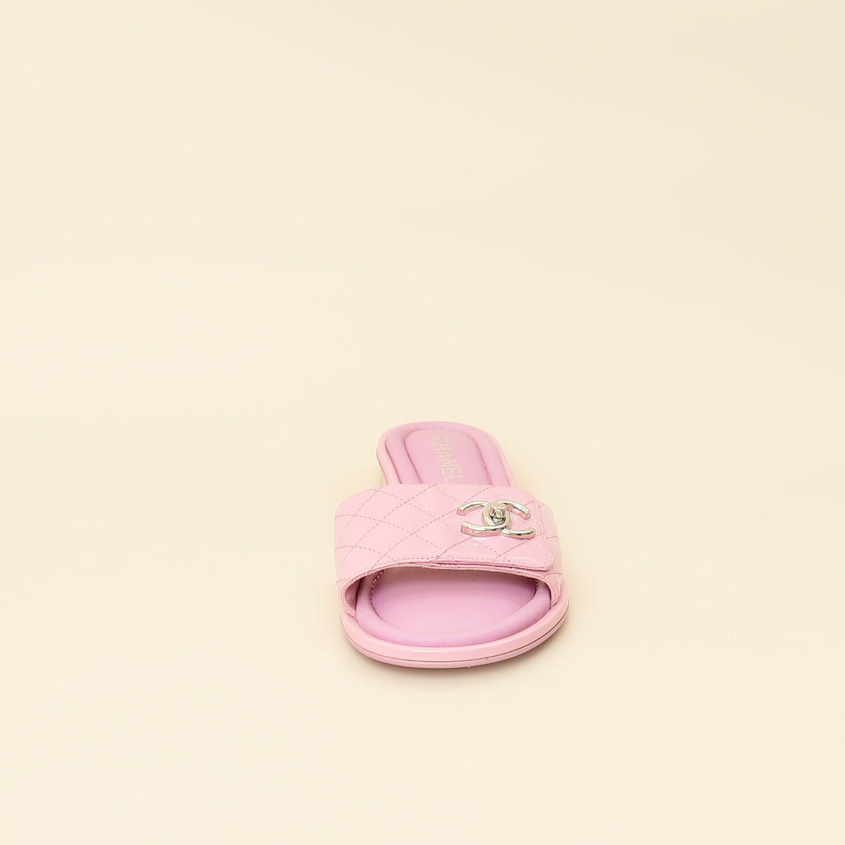 Chanel Lilac CC Twist Lock Quilted Slide Sandal 38.5-Chanel-THE CLOSET