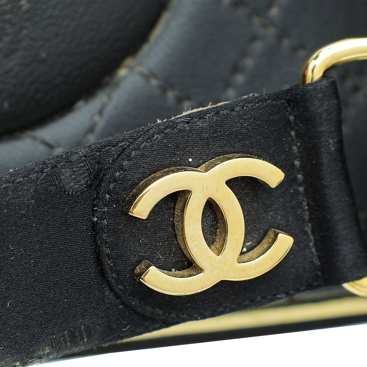 Chanel Black CC Velcro Strap Flat Sandals 38.5