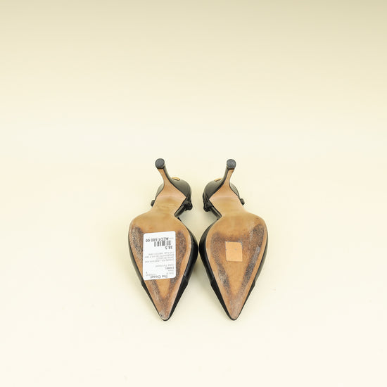 Chanel Black CC Cap Toe Pointed Slingback Pump 38.5