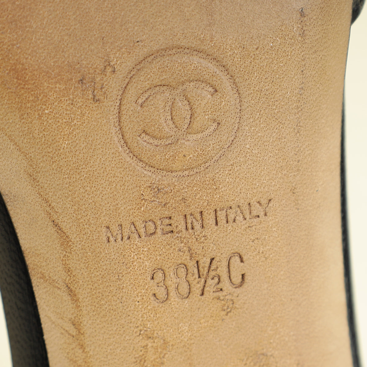 Chanel Black CC Cap Toe Pointed Slingback Pump 38.5