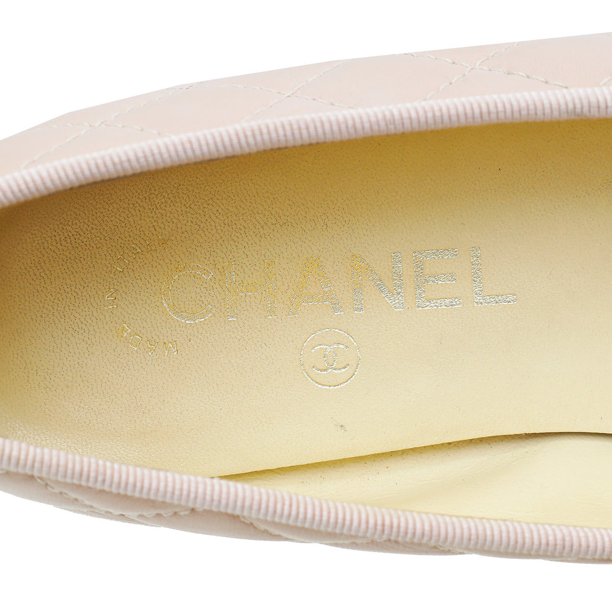 Chanel Light Pink CC Quilted Ballerina Flats 38.5