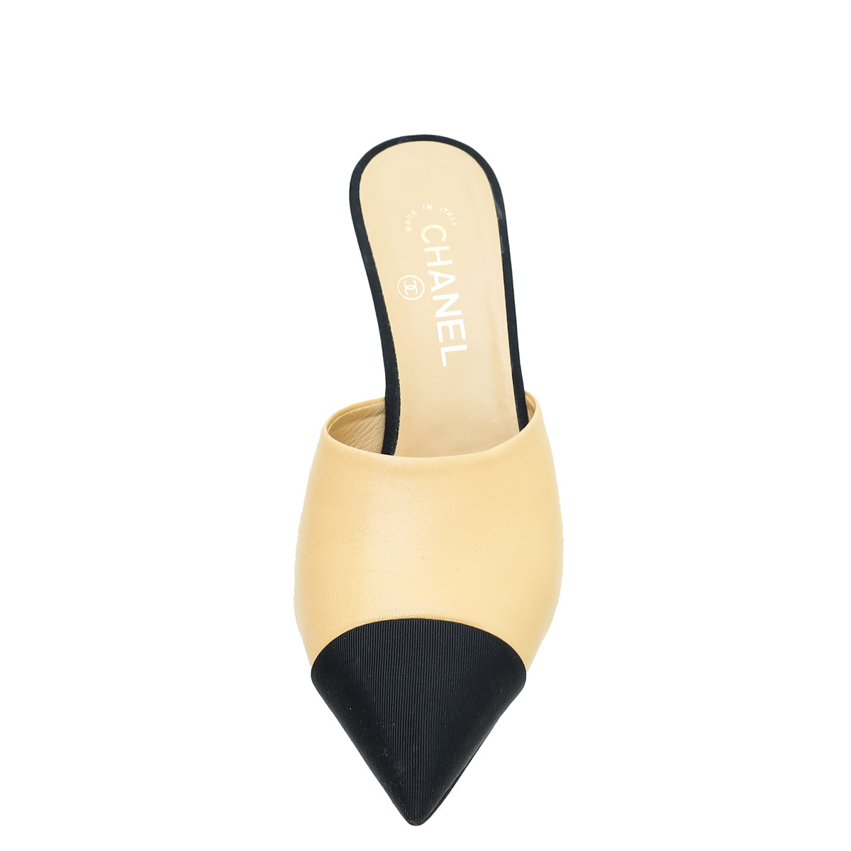 Chanel Bicolor CC Pearl on Heels Slide Mules 38.5