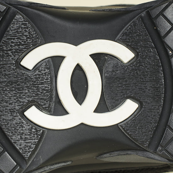 Chanel Black CC Mesh High Top Sneaker 38.5