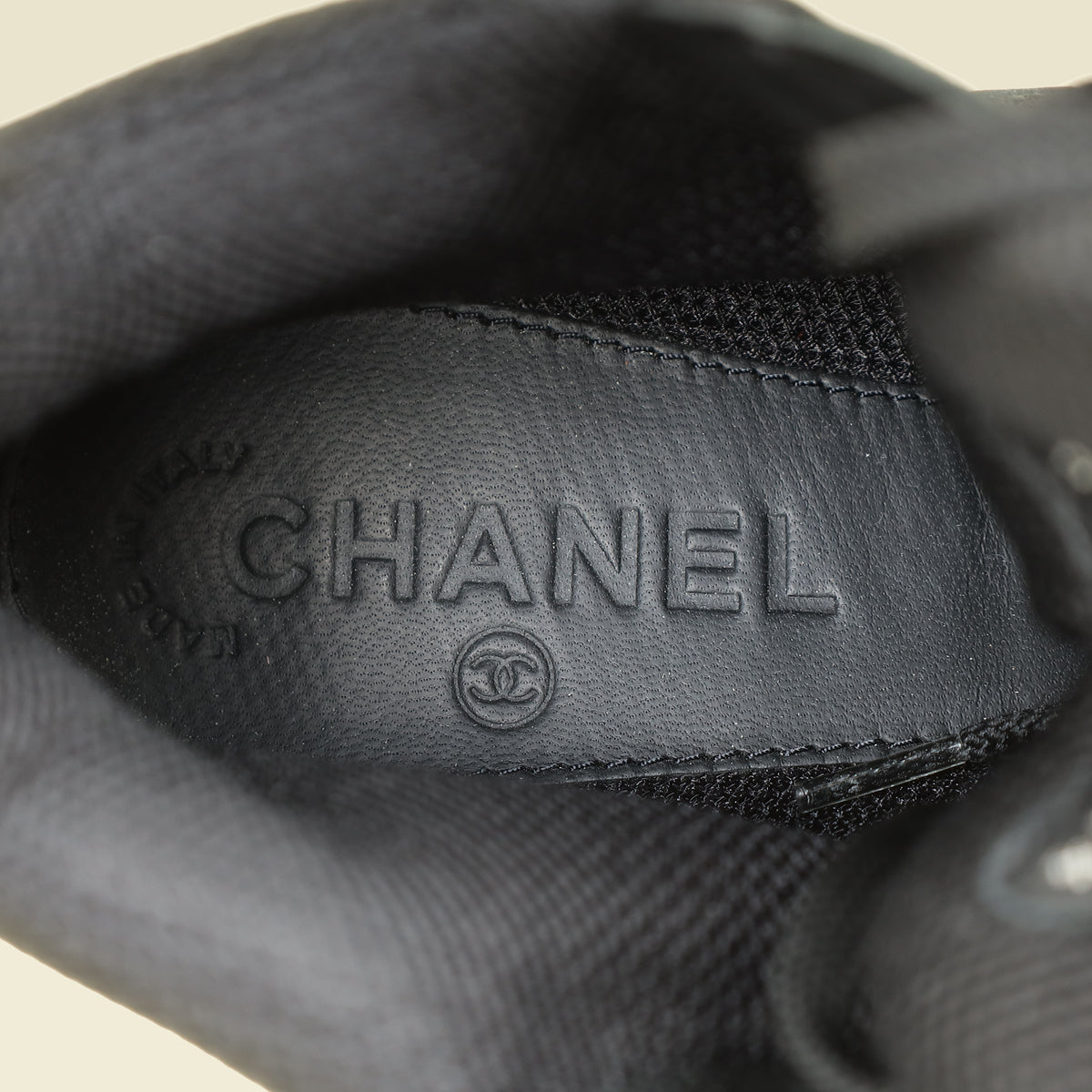 Chanel Black CC Mesh High Top Sneaker 38.5