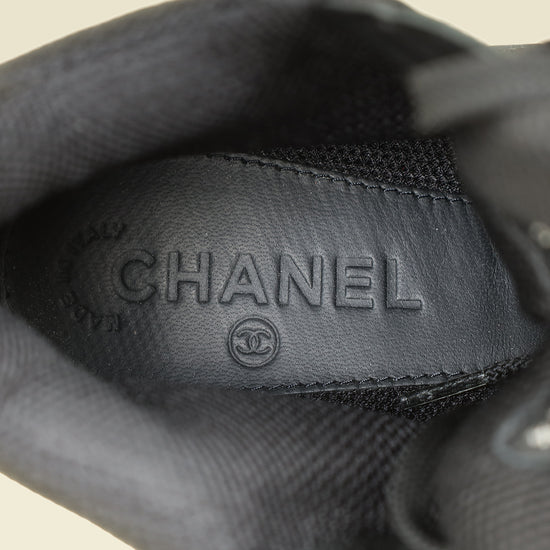 Chanel Black CC Mesh High Top Sneaker 38.5