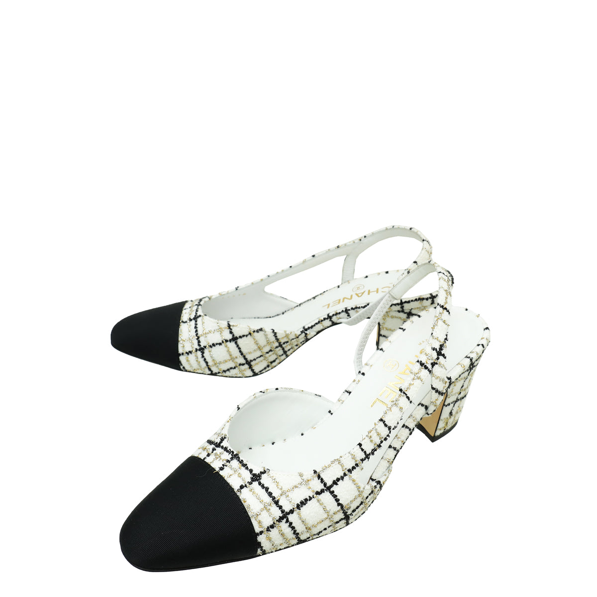 Chanel Bicolor CC Cap Toe Metallic Tweed Slingback - Main Image
