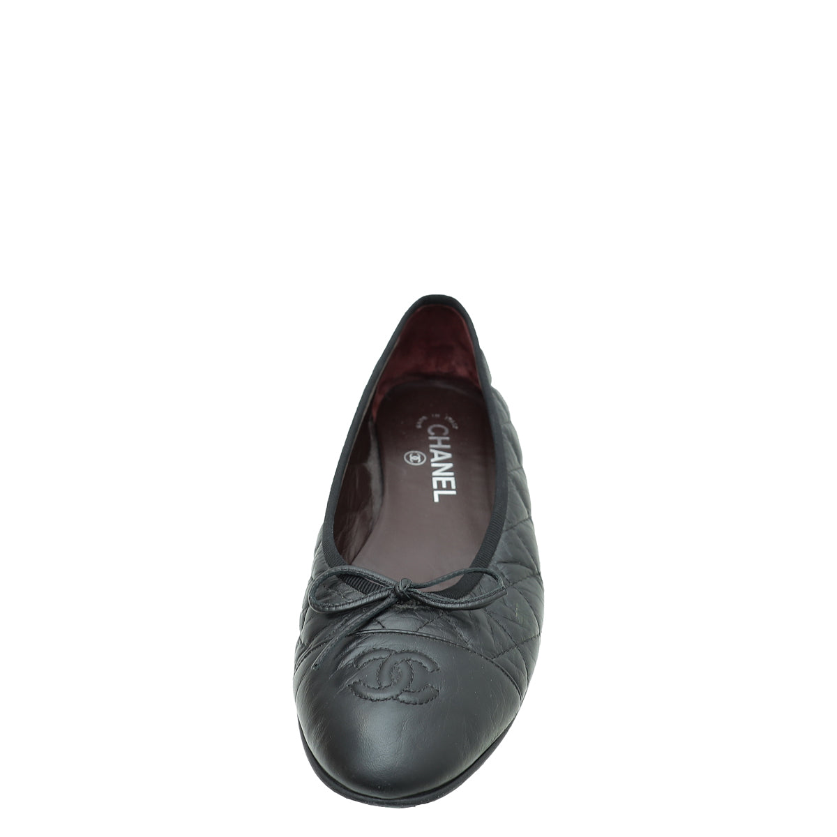 Chanel Black CC Cap Toe Quilted Flat Ballerina 38.5-Chanel-THE CLOSET