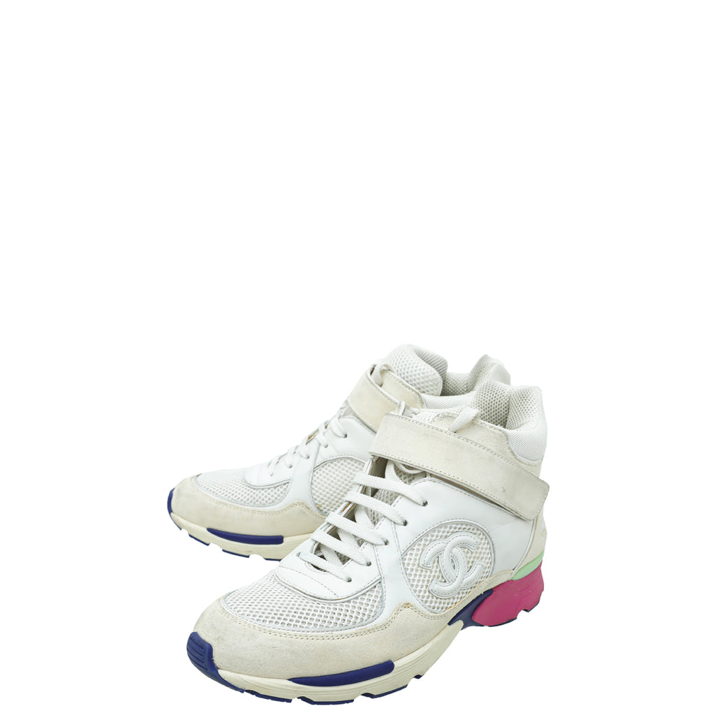 Chanel Multicolor CC Mesh High Cut Sneakers 38 – The Closet