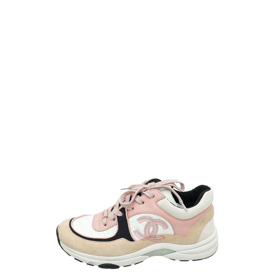 Chanel Tricolor CC Trainer Sneaker 38