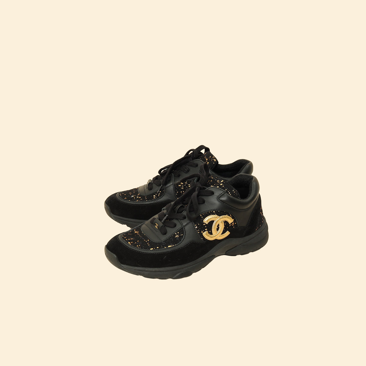 Chanel Black CC Sneakers 38-Chanel-THE CLOSET