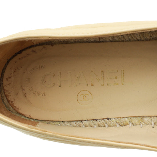 Chanel Bicolor CC Camellia Studded Cap Toe Espadrille 38