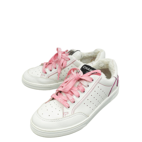 Chanel Bicolor Logo Terry Cloth Sneakers 38