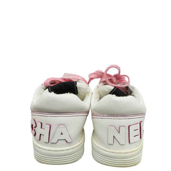 Chanel Bicolor Logo Terry Cloth Sneakers 38