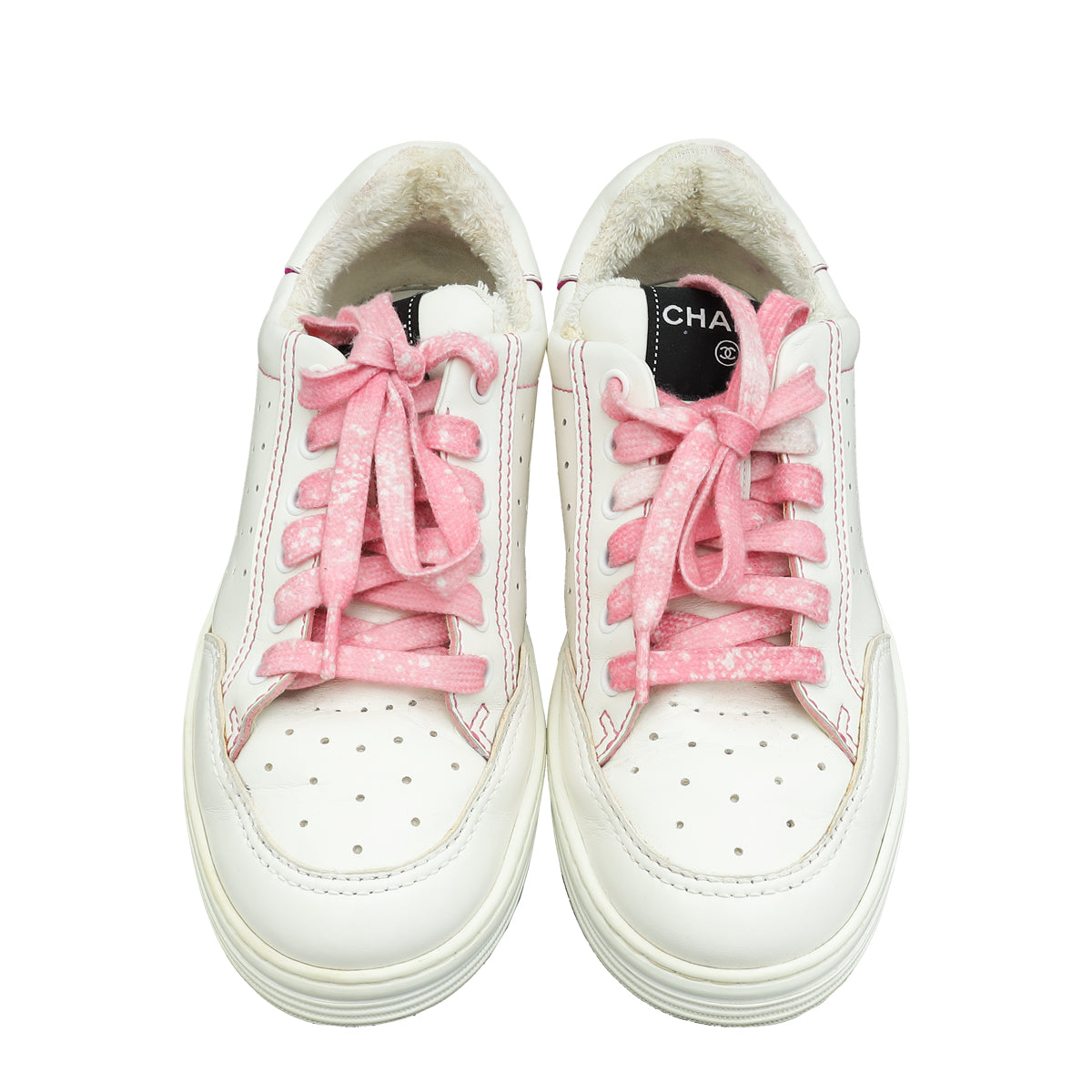 Chanel Bicolor Logo Terry Cloth Sneakers 38