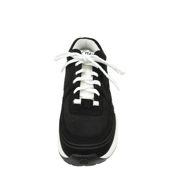 Chanel Black CC Fabric Trainer Sneaker 38