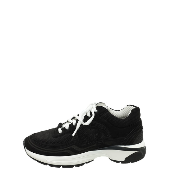 Chanel Black CC Fabric Trainer Sneaker 38