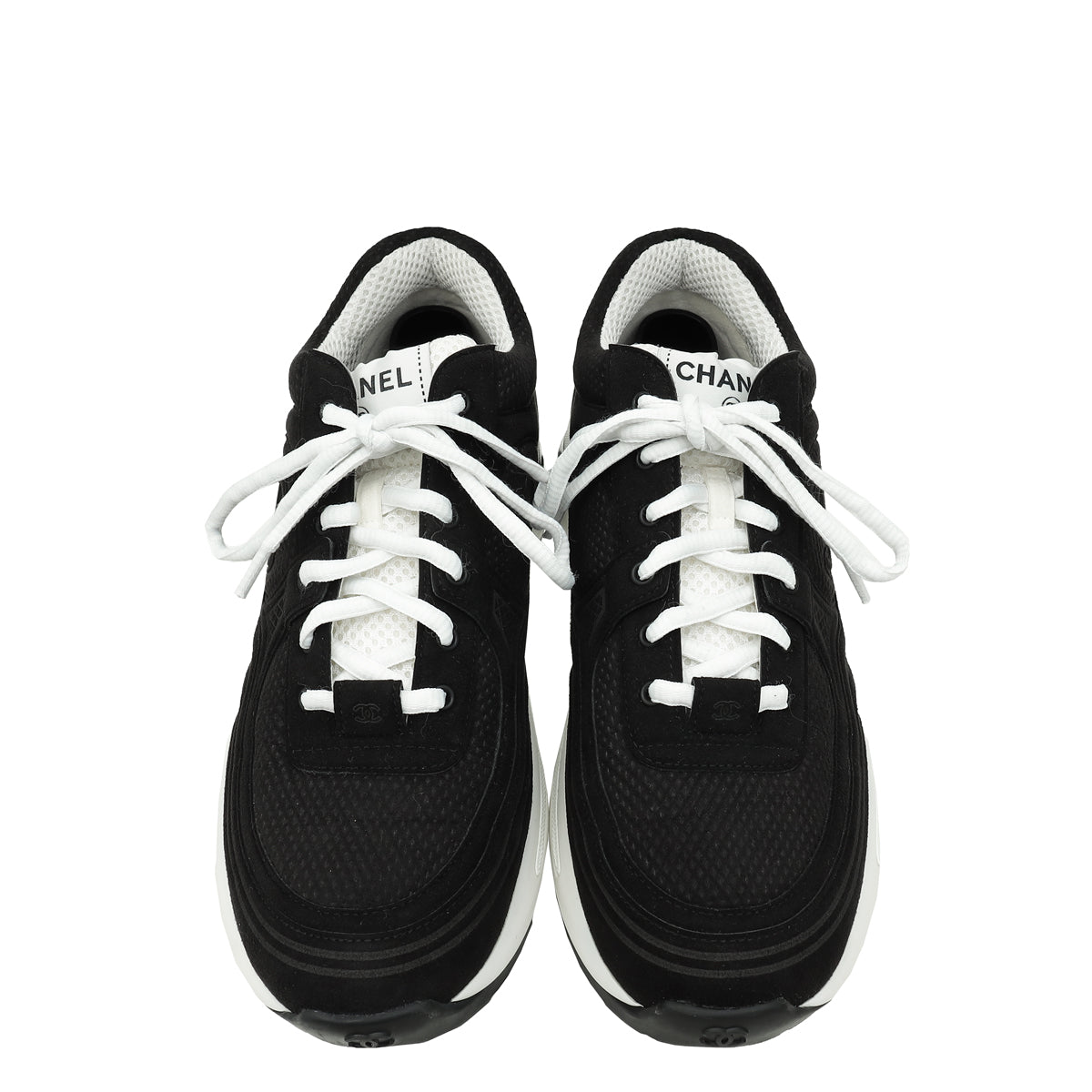 Chanel Black CC Fabric Trainer Sneaker 38