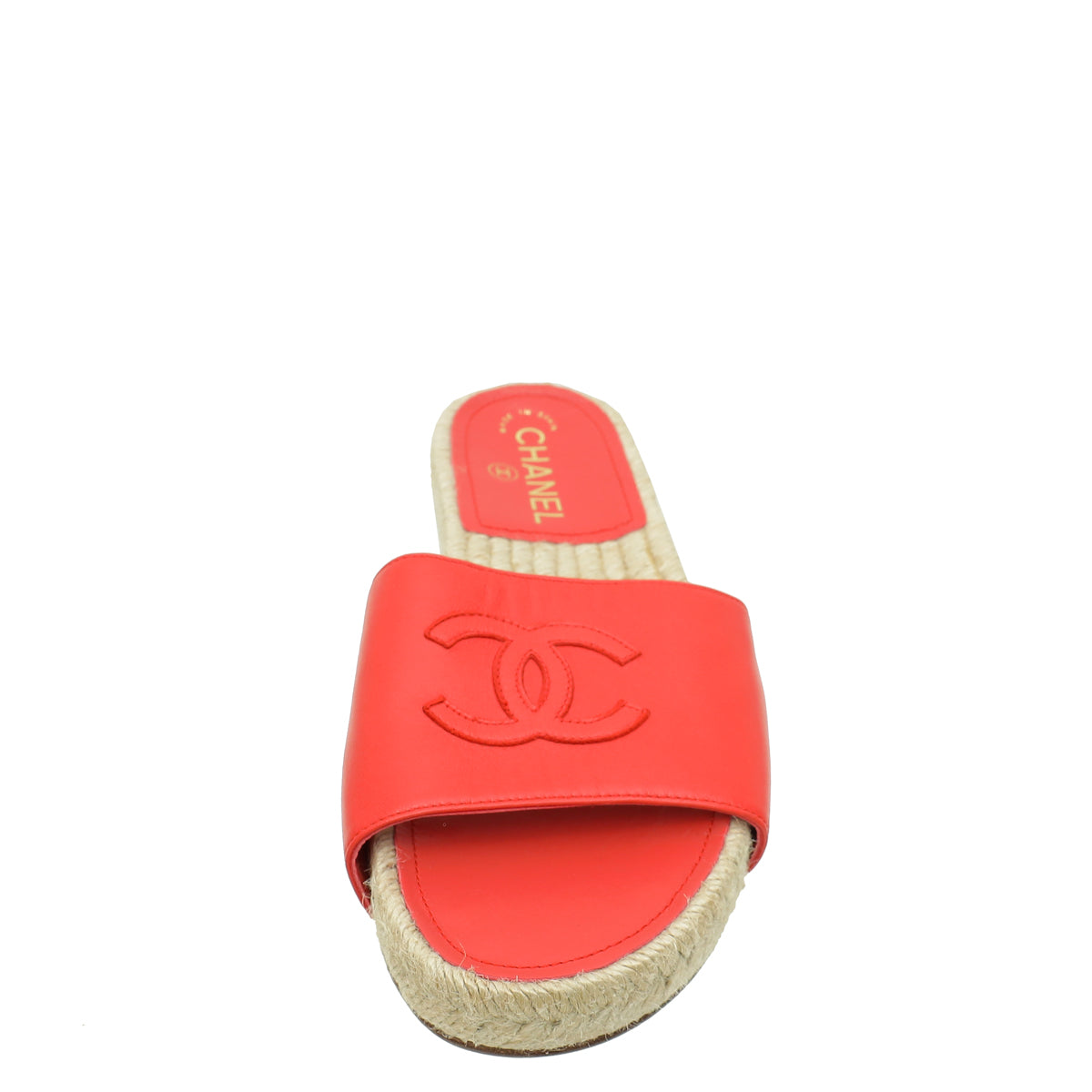 Chanel Red CC Slide Espadrille Mules 38-Chanel-THE CLOSET