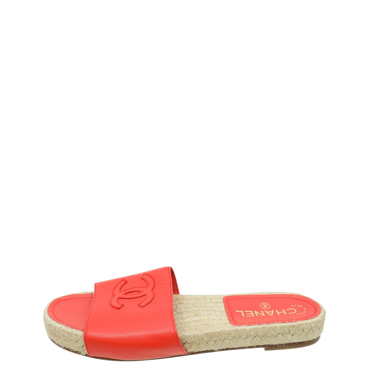 Chanel Red CC Slide Espadrille Mules 38