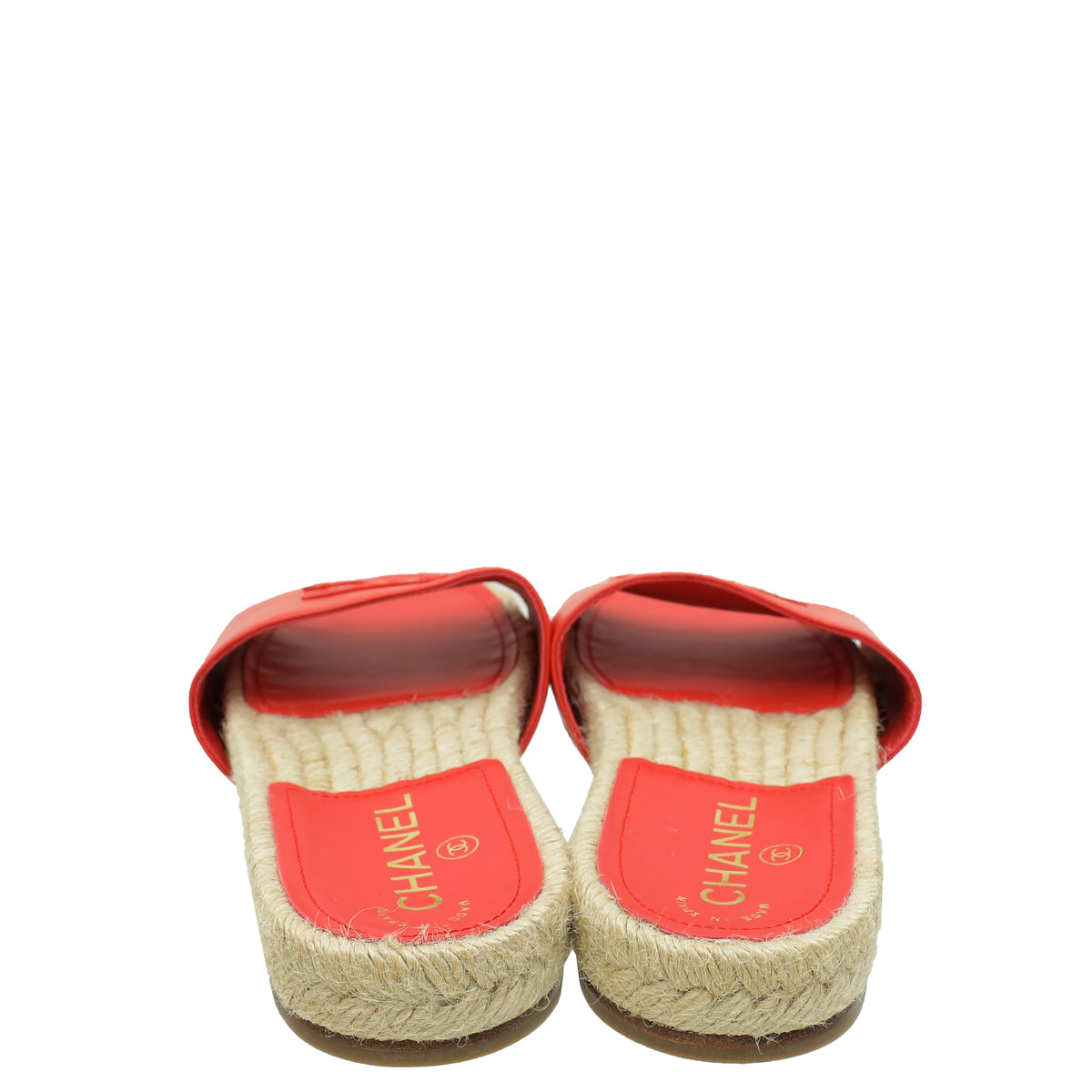 Chanel Red CC Slide Espadrille Mules 38