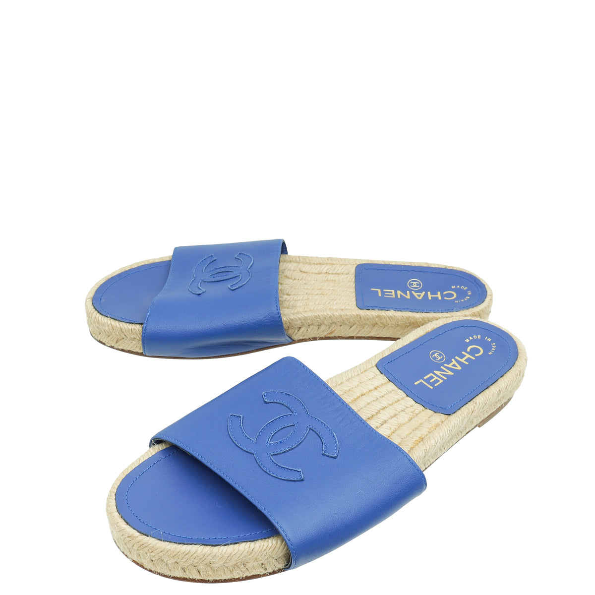 Chanel Blue CC Slide Espadrille Mules 38-Chanel-THE CLOSET